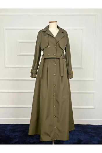 RACE FASHİON Double Trench Coat Suit with Skirt Pocket Rc3080