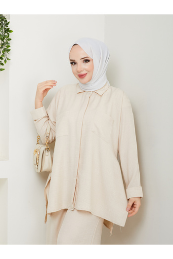 MODAMÜNASİP My Sofia Linen Trouser Suit with Double Pocket Detail in Its Most Beautiful Colors