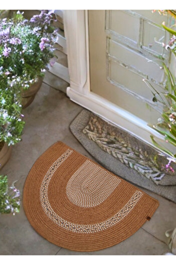 HomeTurko Modern Washable Bohemian Mat Wicker, Jute and Braided Half Moon Design