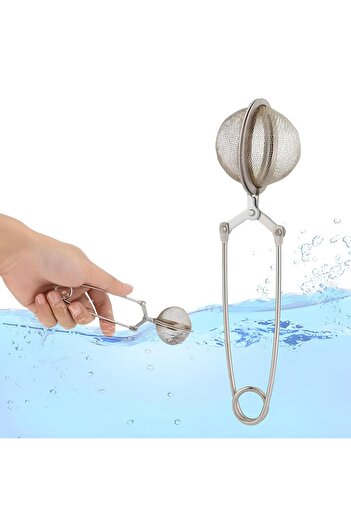 Impress Paslanmaz Çelik Bitki Çayı Demleme Süzgeci – Maşalı Çay Süzgeci – İnce Delikli Filtreli Çay Demlik
