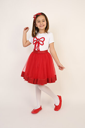 Dıgıl Kids Girl's April 23 Red Ribbon Suit