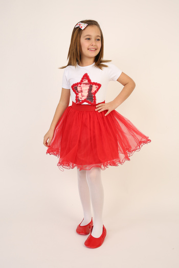 Dıgıl Kids Girl's April 23 Red Sequin Star Suit
