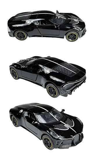 Toyaş Super Sports Car Metal Model Pull Drop Doors Opened Toy Car 10cm Black