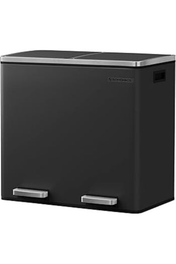DENİZ Songmics 2 Compartment Garbage Separation System Pedal Trash Can, Waste Bin, for Kitchen, 2 X 24 L, Yum
