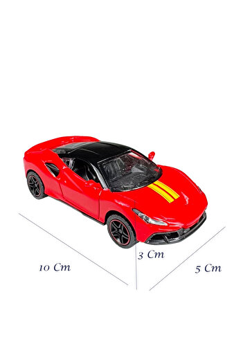 Toyaş Super Sports Striped Racing Car Metal Model Pull Drop Doors Opened Toy Car 10cm Red