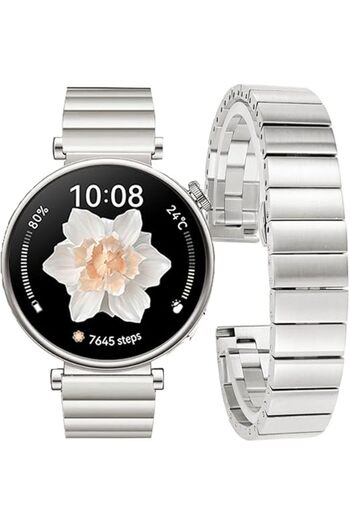 UnDePlus Huawei Watch Gt 5 Pro 42mm/ Gt 5 41Mm/Gt 4 41mm (18mm Compatible) Metal Cord with Cord Link