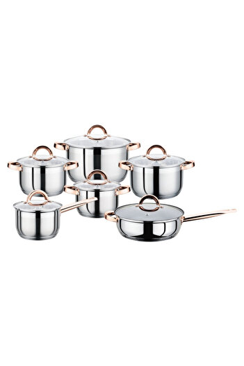 Parfait 12-Piece Durable High Quality Cookware Set with Glass Lid