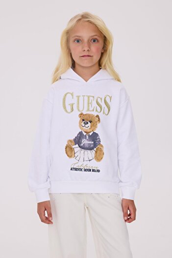 Guess Hanorac alb pentru fete BG Store