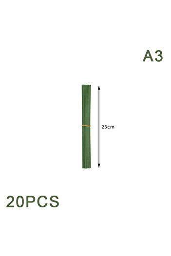 Choice A3 20Pcs 15/20/25/30/40cm Artificial Green Flower Stem DIY Floral Material Handmade Wire Stem Access