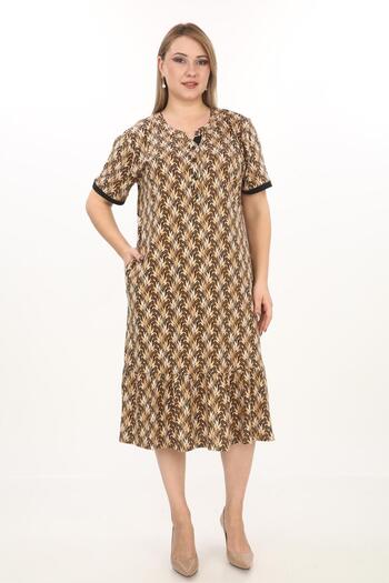 STELLETO Buttoned Collar Skirt Ruffled Plus Size Dress