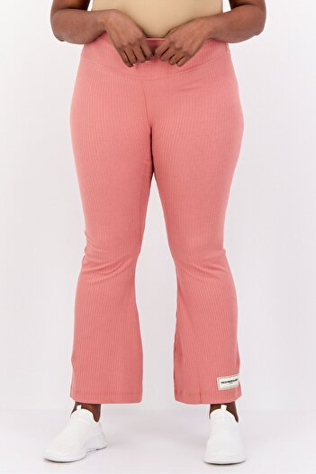 The Giving Movement Women Regular Fit Ribbed Flare Pants, Dusty Pink