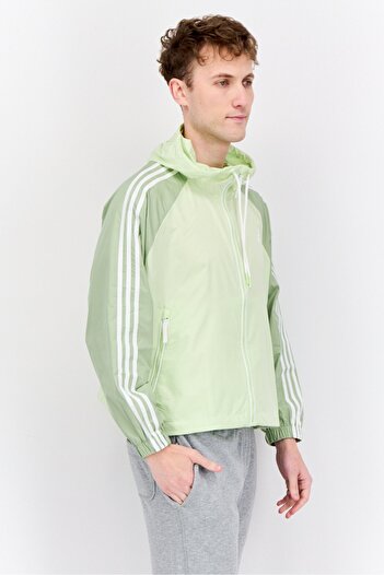 adidas Men Loose Fit Brand Logo Outdoor Jacket, Mint Green Combo