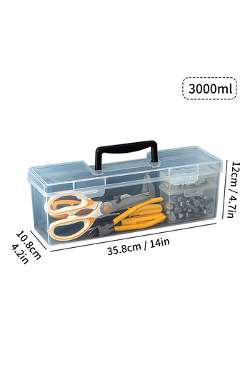 Choice Black 3000ml WORTHBUY Transparent Tool Storage Box With Handle Portable Sealed Dustproof Tools Stora