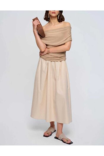 ZF BUTİK Long Skirt Made of Poplin Fabric - Fillet Pocket and Unlined
