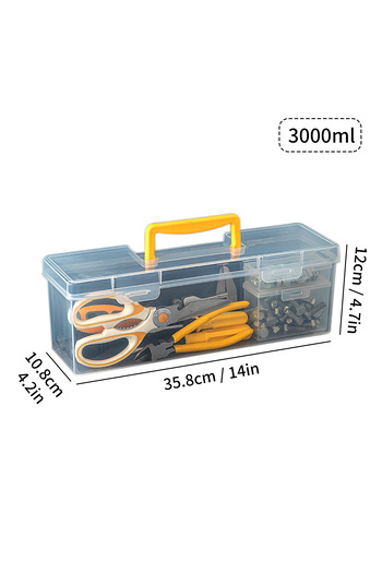 Choice Yellow 3000ml WORTHBUY Transparent Tool Storage Box With Handle Portable Sealed Dustproof Tools Stor