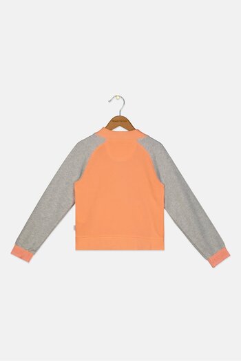 Converse Kids Girls Brand Logo Full Zipper Sweatshirt, Coral