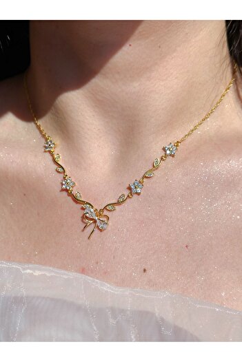 Reorah Collection White Ribbon Garden Necklace