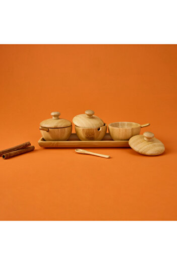 MİEN Light Brown Mien Bamboo Spice Rack Set