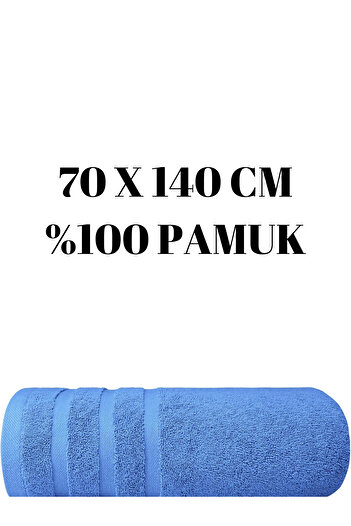 KAYABEY HOME Mavi Banyo Duş Havlusu %100 Pamuk Çizgi Desenli 70 X 140 Cm 305 gr Bir Adet