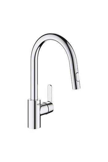 Grohe Baterie bucatarie Grohe Get 31484001, monocomada, cartus ceramic, dus extractibil, Crom