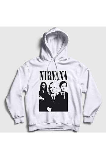 Presmono Nirvana Unisex Біла толстовка з капюшоном - 98987tt