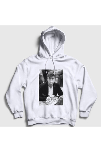 Presmono Φούτερ Magnus Carlsen Unisex με λευκή κουκούλα - Big Chess 424293 ττ