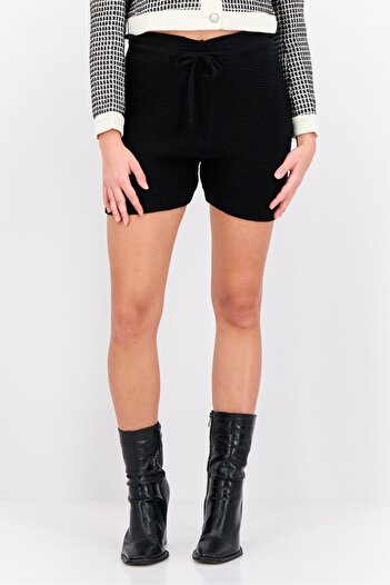 Onzie Women Drawstring Knitted Shorts, Black