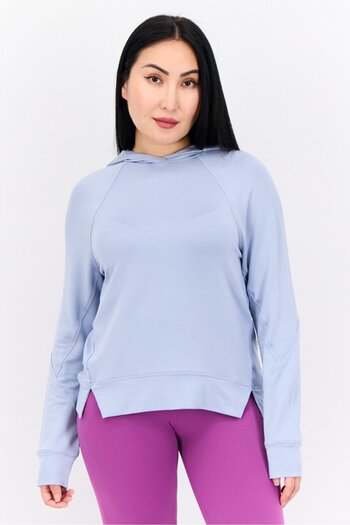 Hype Women Hooded Solid Sweatshirts, Light Blue