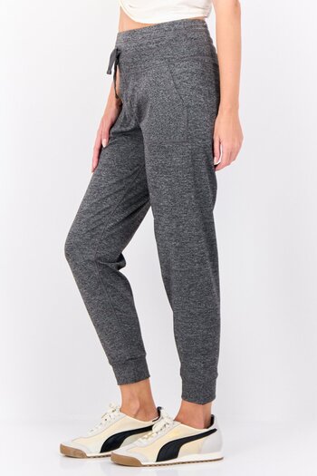 Hype Women Drawstring Heather 28 Inseam Sweatpants, Dark Grey