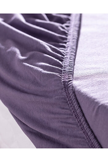 Madame Coco Valeria Double - 100% Cotton Elastic Purple Combed Bed Sheet