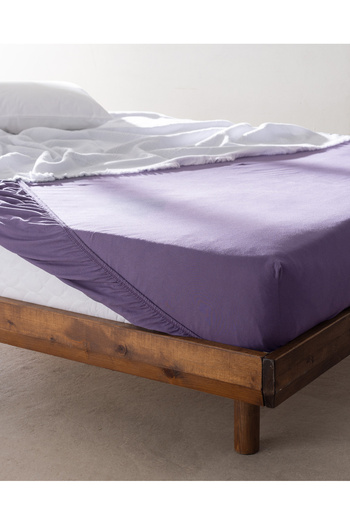 Madame Coco Valeria Double - 100% Cotton Elastic Purple Combed Bed Sheet
