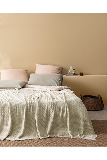 Madame Coco Grania Khaki Cotton Double Bedspread