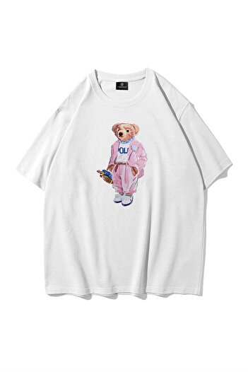 Trendiz Unisex Teddy White Tshirt