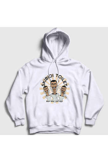 Presmono Λευκό Skibidi Toilet Hooded Unisex φούτερ - Bop Bop Ναι Ναι 479817 ττ