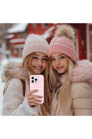 Merwish iPhone 16 Pro Max Compatible Velvet Soft Silicone Camera Protection Case Cover Pink