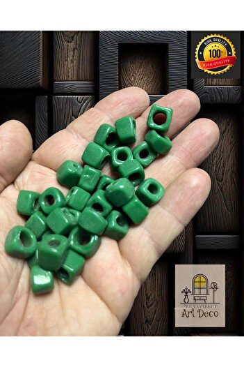 Artdeco 15 Adet El yapımı Kare Cam Boncuk - Kolye ucu , Halhal ucu  - ( 1cm X 1cm kare )