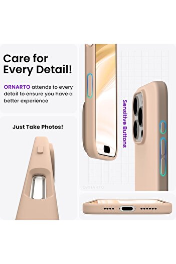 Merwish iPhone 16 Pro Max Compatible Velvet Soft Silicone Camera Protection Case Cover Sand Pink