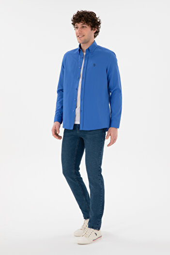 U.S. Polo Assn. Erkek İndigo Uzun Kollu Basic Gömlek 50306338-VR028