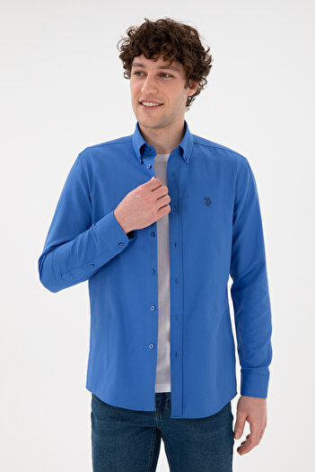 U.S. Polo Assn. Erkek İndigo Uzun Kollu Basic Gömlek 50306338-VR028