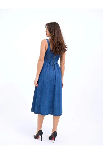 leyla sanat sanata yeni bir bakış açısı Leyla Art a New Perspective on Art 7143 Jeans Dress-Blue