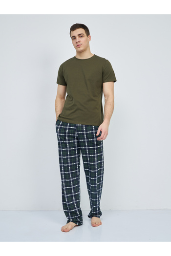 Betimoda Green Men's Pajama Bottoms - Patterned, Pockets and Elastic Waist