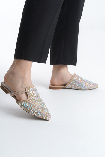 Liza Shoes ARYAN Γυναικείες Παντόφλες Λινό Πέτρα A003-K614