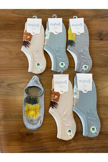 Aytuğ Pack of 6 Comfort Sneaker Cotton Embroidered Socks