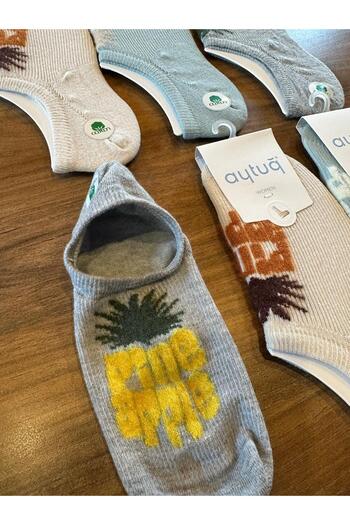 Aytuğ Pack of 6 Comfort Sneaker Cotton Embroidered Socks