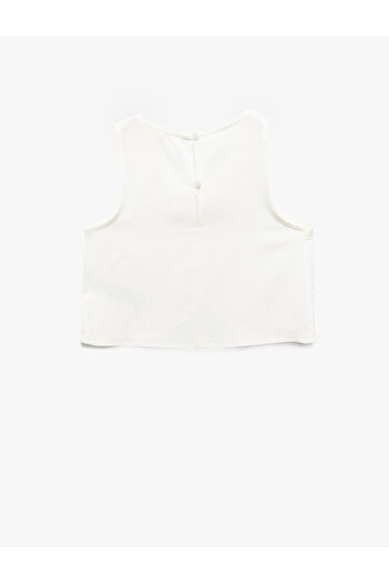 Koton Crew Neck Sleeveless Asymmetrical Cut Viscose Crop Blouse