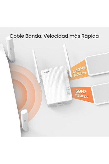 Tenda A15 WLAN Amplifier Repeater (Dual Band 750 Mbit/s 433 Mbps 5 GHz, 300 Mbps 2.4 GHz, 1x LAN Por