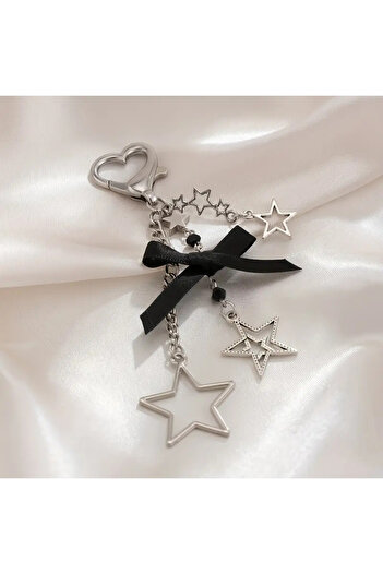 Halımax Star Black Ribbon Airplane Luggage Metal Keychain Bag Charm Car Ornament Charm Gift
