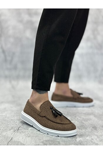 BOA Ba0005 Laceless High Sole Classic Linen Brown Tassel Men's Shoes