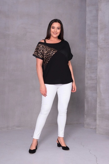 aytemas One Shoulder Strap Block Piece Blouse