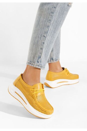 B T Shoes Melodisa women's yellow leather loafers